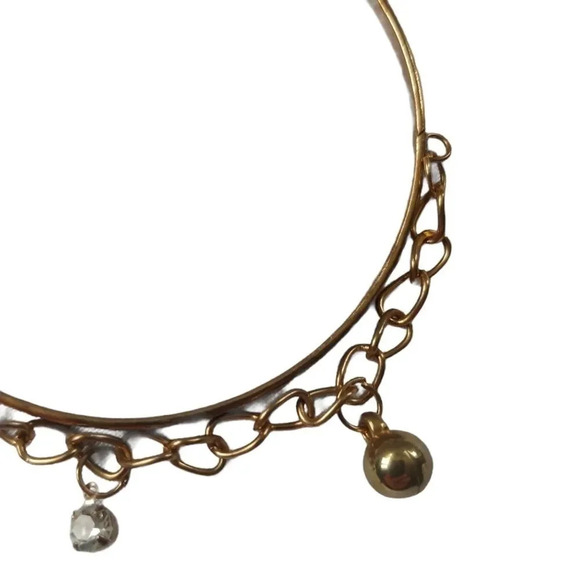 Gold Coloured Metal Bracelet with  Charm Chain - Picture 4 of 5